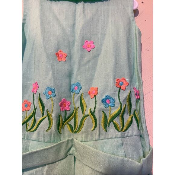 Vintage Ruth of Carolina Green Dress by Ruth Originals Embroidered Flowers Sz 5/ - Picture 3 of 10